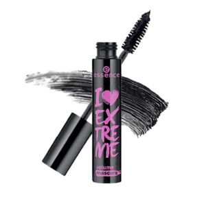 ریمل اسنس مدل I Love Extreme Volume مشکی با برس بزرگ و حجم‌دهنده فوق‌العاده برای آرایش چشم‌های خیره‌کننده.